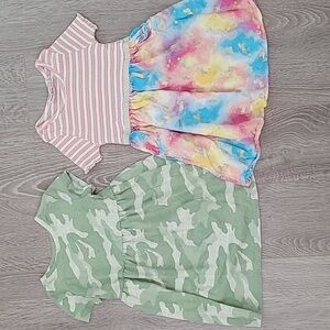 2 Dresses - Camouflage and Tie-Dye Pattern